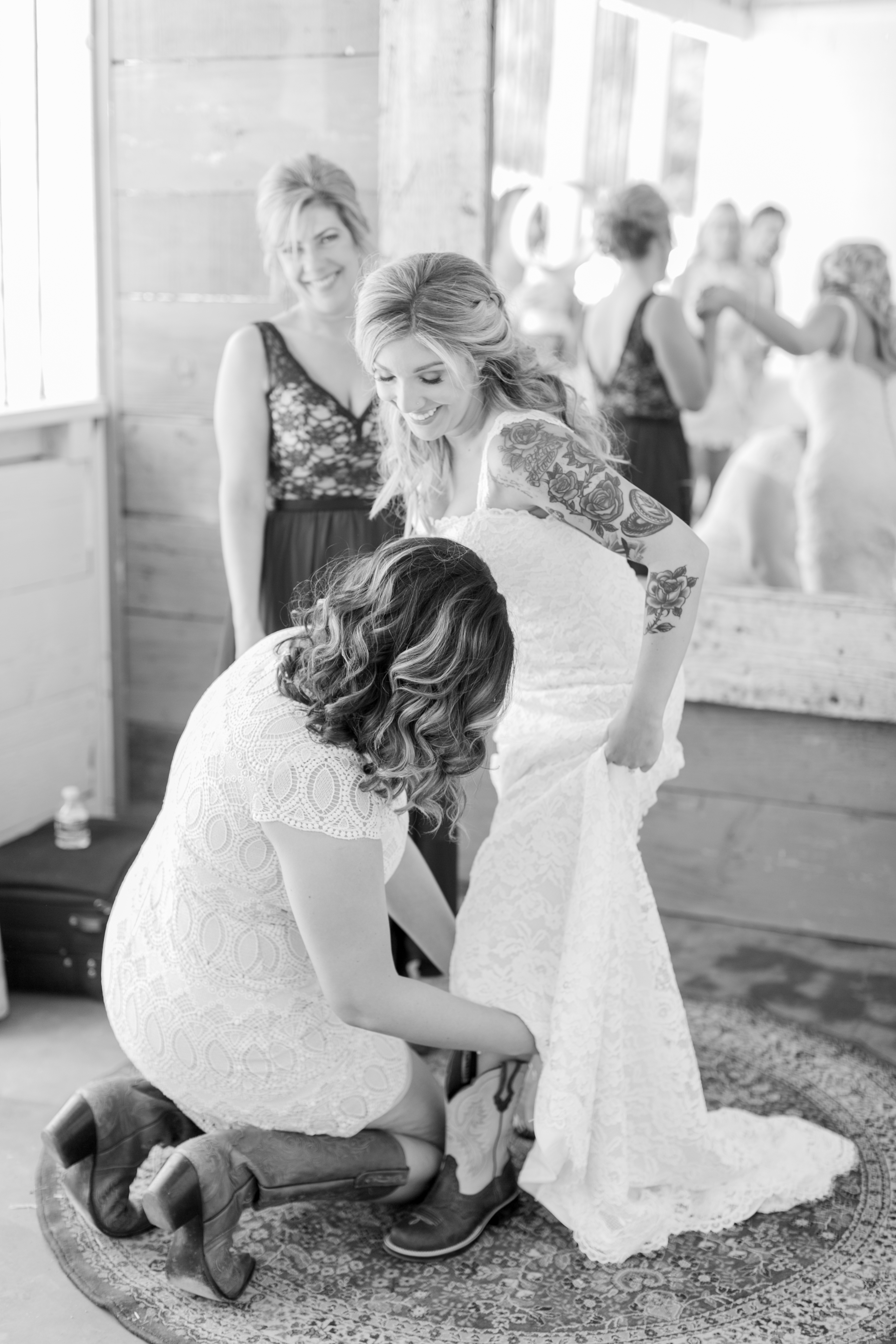 Bride getting ready at French Oak Ranch