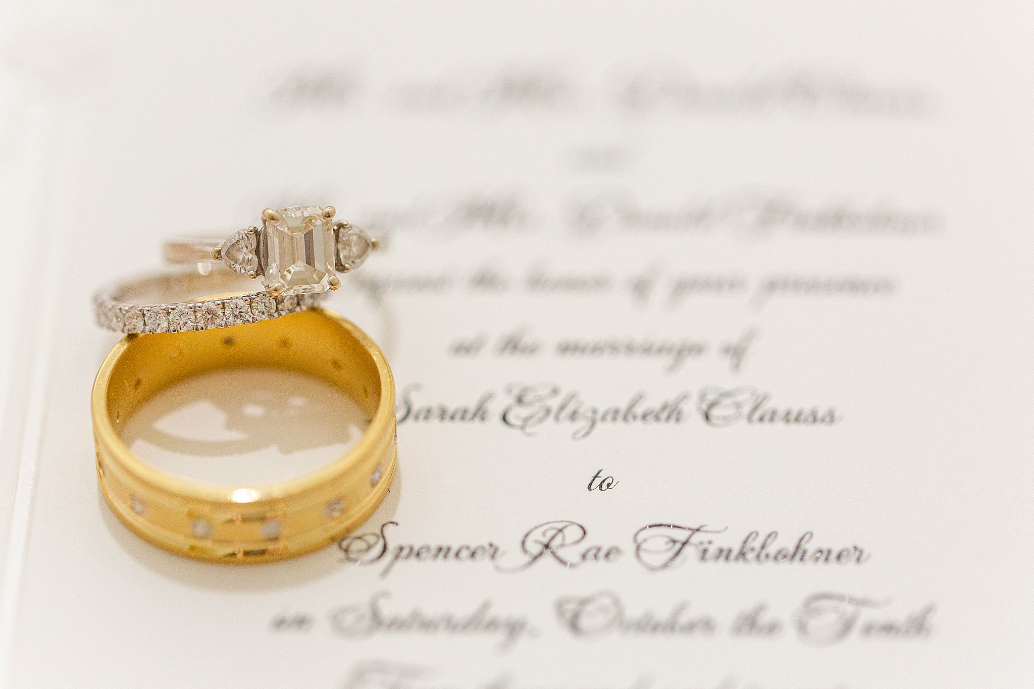wedding rings and invitation detail photo 